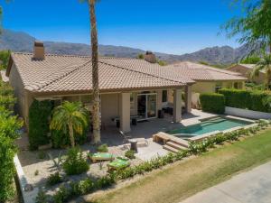 an aerial view of a house with a swimming pool at PGA West Golf Course Pool & Spa Home in La Quinta