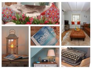 a collage of pictures of a living room and a room at Trelan in St Austell