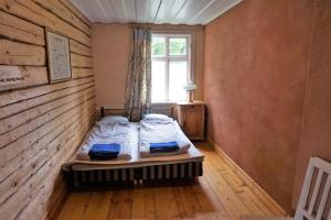 een slaapkamer met een bed in een kamer met een raam bij Villa ÕU apartments in Pärnu