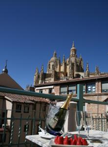
a person standing in front of a large window at Hotel Spa La Casa Mudéjar in Segovia
