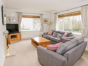a living room with two couches and a tv at The Dene in Betws-y-coed