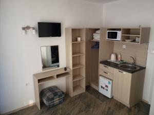 Kuchyň nebo kuchyňský kout v ubytování Guest House Evtimov