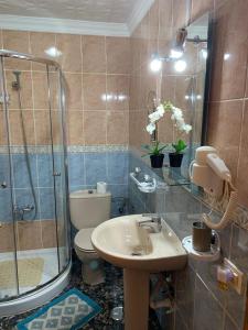 a bathroom with a sink and a shower and a toilet at Vacacional Tegueste 2ºB in Vecindario