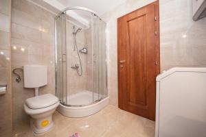 a bathroom with a toilet and a glass shower at VILLA FENIX PODGORA in Podgora +36 photos
