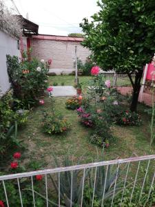 a garden with some flowers and a fence at Wayrashaus in Cochabamba