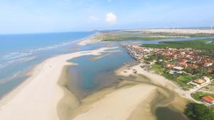 an aerial view of a beach and the ocean at Chalés Estrelas Do Mar in Barra Nova