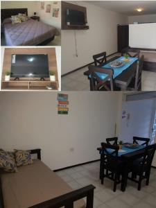 - un salon avec un canapé, une table et une télévision dans l'établissement Departamento Centro, à La Rioja