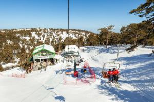 
a ski lift and a ski lift on a mountain at Troodos Hotel in Troodos
