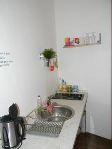 un lavello con stendibiancheria accanto di Feel at home studio apartment a Matulji (Mattuglie)