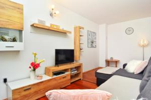 a living room with a couch and a tv at Kuća za odmor Diana in Sukošan