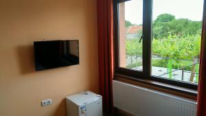 En tv och/eller ett underhållningssystem på Къща за гости Щъркелите