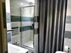 a bathroom with a shower with a sink and a toilet at T2 Centre Ville Place Méditerranée in Perpignan +10 photos
