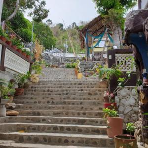 a set of stairs with potted plants on them at Raya Del Sol Dive Resort in Mabini