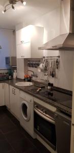 kuchnia z pralką i zlewem w obiekcie Apartment Edificio Sur 19 w mieście Nerja