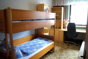 ein Schlafzimmer mit einem Etagenbett und einem Schreibtisch in der Unterkunft Apartment Wurth in Groß-Siegharts