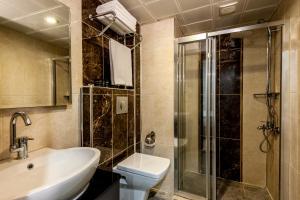 a bathroom with a toilet and a sink and a shower at A Palace Suites in Istanbul