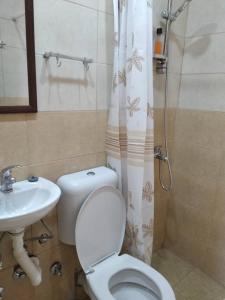 a bathroom with a toilet and a sink at Sweet Dream Rooms in Podgorica +51 photos