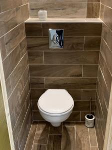 a small bathroom with a toilet in a room at Silver Lounge Siófok in Siófok