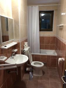 a bathroom with a toilet and a sink and a tub at APARTMANI PETRIJA in Prčanj +29 photos