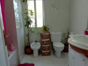 a bathroom with a toilet and a sink at Vistas Al Mar E Isla De La Toja in O Grove +46 photos