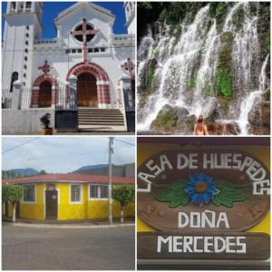 a collage of pictures of a church and a waterfall at Hostal Doña Mercedes in Juayúa