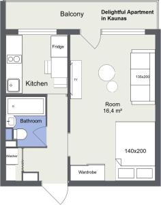 a floor plan of a house at Delightful Apartment - FREE PARKING - NETFLIX in Kaunas