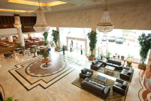 an overhead view of a lobby with couches and tables at Evergreen Laurel Hotel Penang in George Town