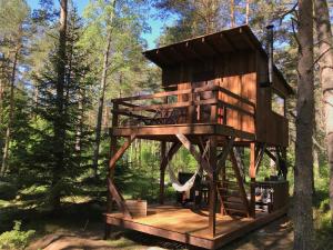 a tree house in the middle of the woods at Tahkuna tree-house in Malvaste