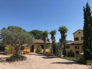 a house with trees in the middle of a driveway at B&B La Foresteria in Osimo