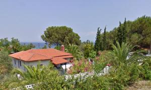 クリオピギにあるSea View Villa by Agoraの庭のオレンジ屋根の家