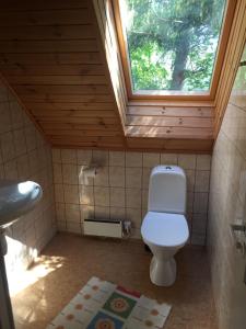 a bathroom with a white toilet and a window at Laane Pansion in Käsmu +43 photos