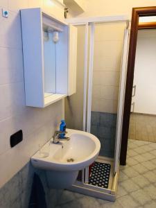 ein Bad mit einem Waschbecken und einer Dusche in der Unterkunft CASA VACANZE ROBY in Mailand