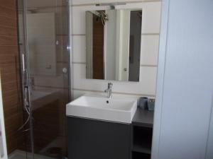 y baño con lavabo y ducha. en VILLA LAURO LUXURY B&B en Castellabate