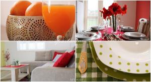 a collage of pictures of a room with a table with orange juice at Apartments Neda in Ploče