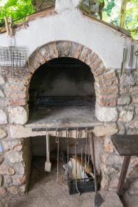 un forno di mattoni con un gatto seduto all'interno di Loredana 2 a Veli Lošinj (Lussingrande)