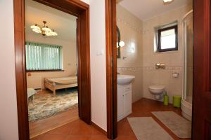łazienka z toaletą i umywalką w obiekcie Apartament Kosista w Zakopanem