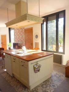 a kitchen with a sink and a counter top at La Mésange in Millau +6 photos