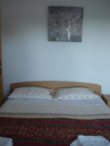 een bed in een kamer met een foto aan de muur bij Apartmani i soba Mia Poreč in Poreč