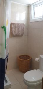 a bathroom with a toilet and a basket at EMILIA 11 STUDIO in Polis Chrysochous