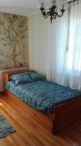 a bed sitting in a bedroom with a window at Casa Braña in Barreiros