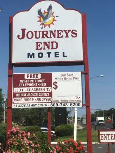 un cartello per un motel di Jones End di Journeys End Motel ad Absecon