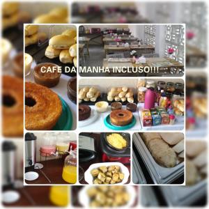 a collage of pictures of different types of food at Pousada Praia Bela Maceió in Maceió