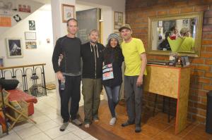 a group of people posing for a picture at Amelita Hotel Boutique in Huaraz