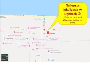 a map of melissaukauka wdhakadesh with a yellow marker at Willa Mare in Dębki