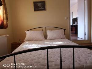 uma cama com duas almofadas num quarto em Jezero em Arandjelovac