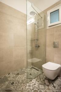アサニオンにあるAloni Studios & Apartmentsのバスルーム(トイレ、ガラス張りのシャワー付)