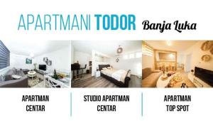 a collage of four pictures of a room at Studio apartman Centar in Banja Luka