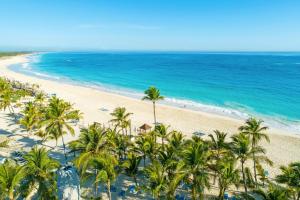 an aerial view of a beach with palm trees and the ocean at Occidental Caribe - All Inclusive in Punta Cana