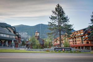 a town with a clock tower in the middle of a street at Montgomery Estates Retreat in South Lake Tahoe