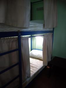 モスクワにあるホステル ラナの窓付きの客室で、二段ベッド2台が備わります。